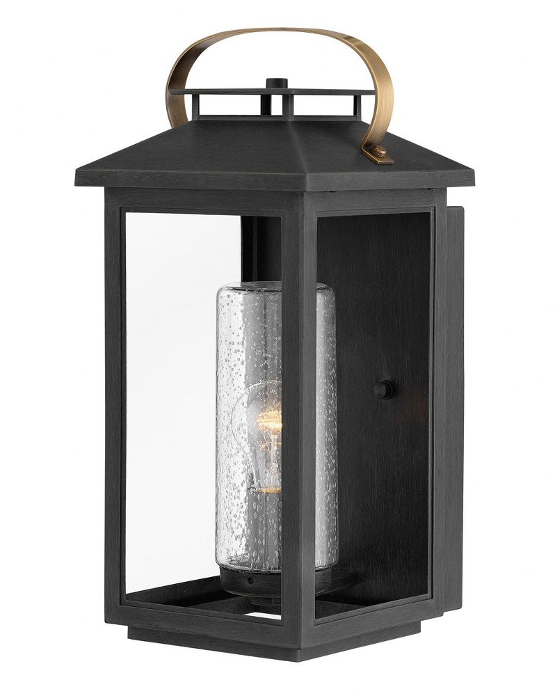 Hinkley Lighting-1164BK-LL-Atwater - 1 Light Medium Outdoor Wall Lantern Black LED Ash Bronze Finish with Clear Seedy Glass