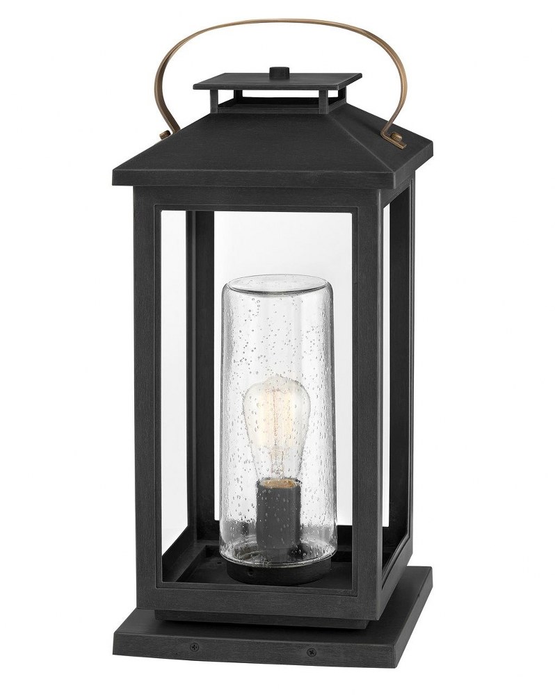 Hinkley Lighting-1167BK-LL-Atwater - 1 Light Medium Outdoor Pier Mount Black E26 Medium Ash Bronze Finish with Clear Seedy Glass