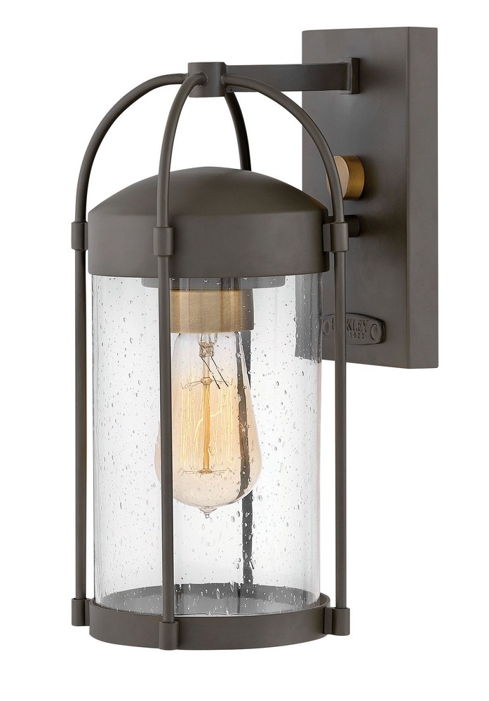 Hinkley Lighting-1170OZ-Drexler - One Light Outdoor Small Wall Mount Oil Rubbed Bronze Finish with Clear Seedy Glass