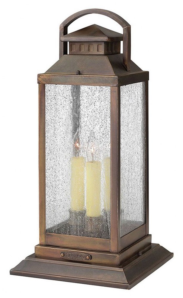 Hinkley Lighting-1187SN-Revere - 3 Light Medium Outdoor Pier Mount in Traditional Style - 9.75 Inches Wide by 20.25 Inches High Incandescent  Sienna Finish with Clear Seedy Glass