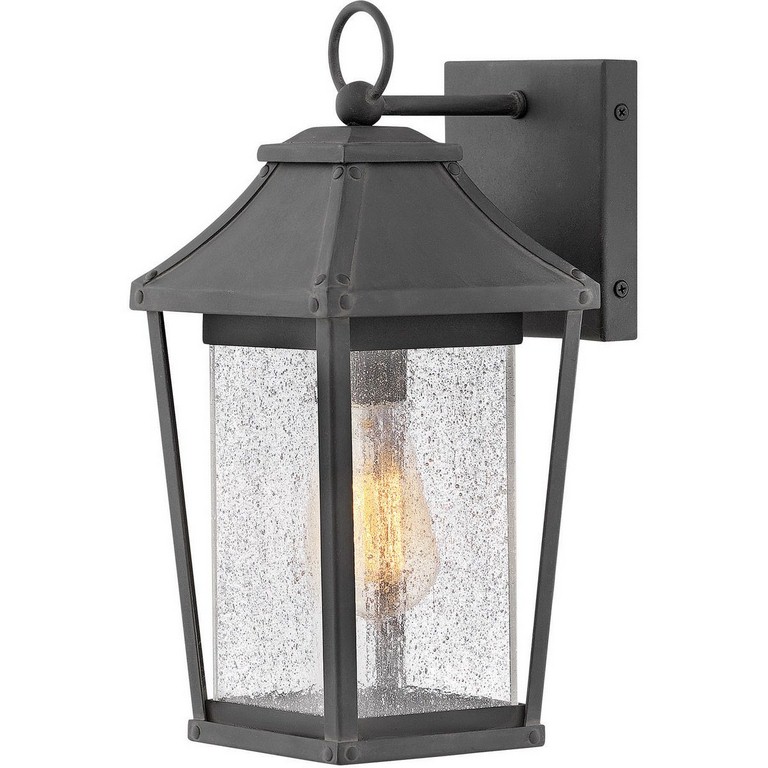 Hinkley Lighting-1210MB-Palmer- One Light Outdoor Small Wall Mount   Museum Black Finish with Clear Seedy Glass