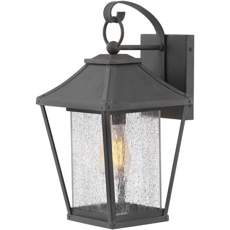 Hinkley Lighting-1214MB-Palmer- One Light Outdoor Medium Wall Mount   Museum Black Finish with Clear Seedy Glass