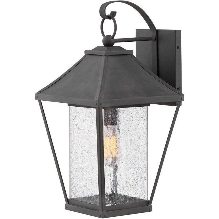 Hinkley Lighting-1215MB-Palmer- One Light Outdoor Large Wall Mount   Museum Black Finish with Clear Seedy Glass