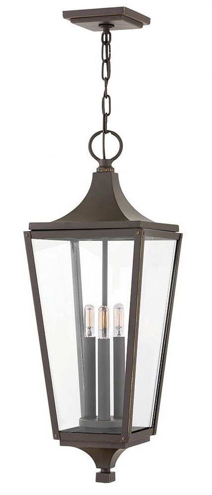 Hinkley Lighting-1292OZ-Jaymes - Three Light Outdoor Hanging Lantern in Traditional Style - 9.25 Inches Wide by 26.25 Inches High   Oil Rubbed Bronze Finish with Clear Glass