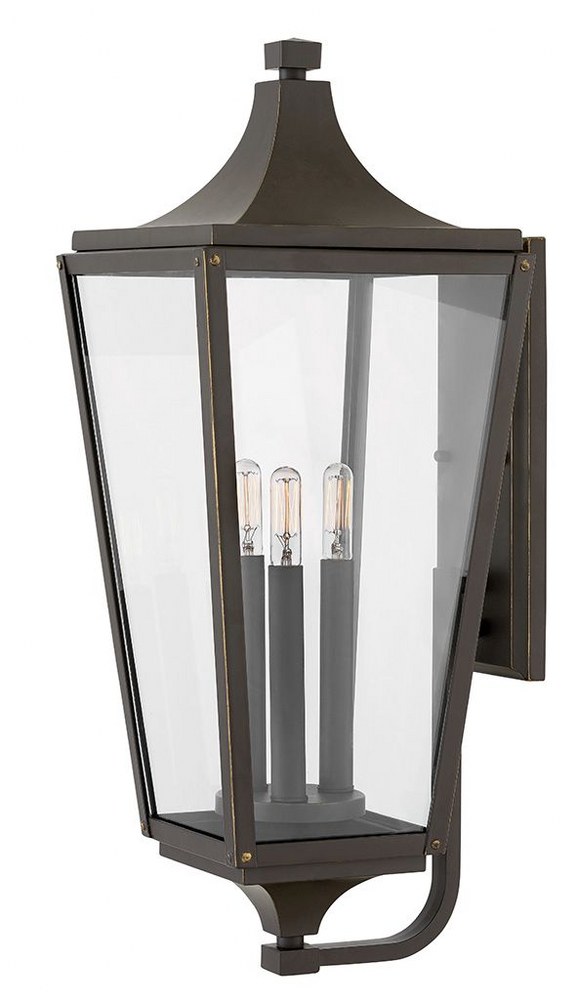 Hinkley Lighting-1295OZ-Jaymes - Three Light Outdoor Large Wall Mount in Traditional Style - 9.25 Inches Wide by 24 Inches High   Oil Rubbed Bronze Finish with Clear Glass