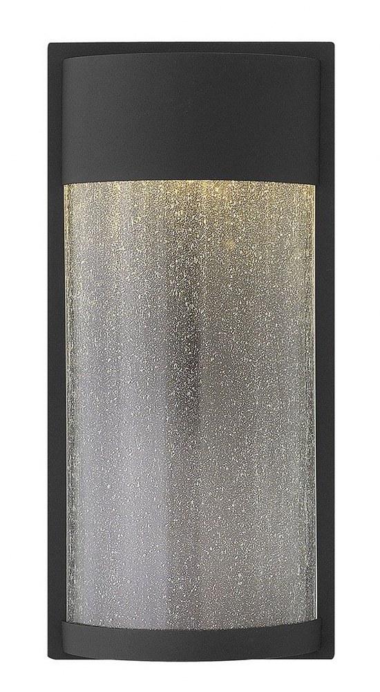 Hinkley Lighting-1344BK-Shelter - 11.5W LED Medium Outdoor Wall Lantern in Transitional Modern Style - 8.5 Inches Wide by 18 Inches High   Black Finish with Clear Seedy Glass