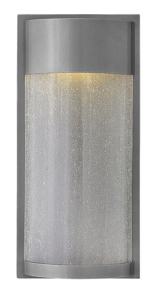 Hinkley Lighting-1344HE-Shelter - 11.5W LED Medium Outdoor Wall Lantern in Transitional Modern Style - 8.5 Inches Wide by 18 Inches High   Hematite Finish with Clear Seedy Glass