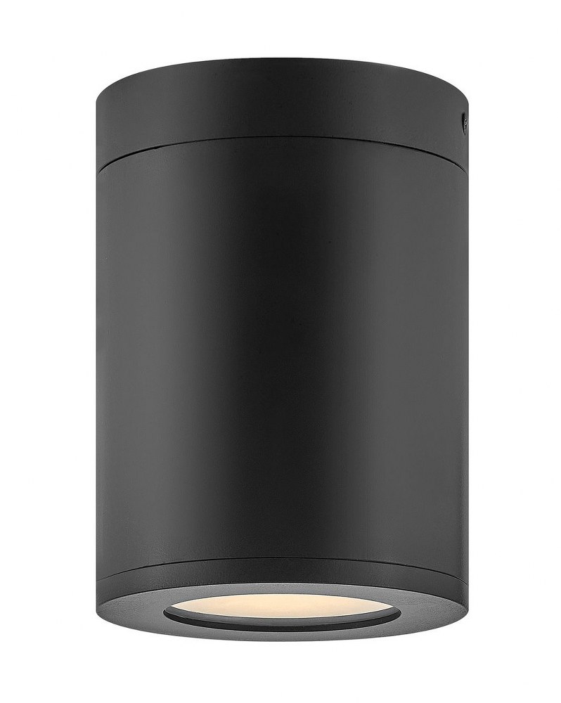 Hinkley Lighting-13592BK-LL-Silo - 7 Inch 6.5W 1 LED Small Outdoor Flush Mount made with Coastal Elements for Coastal Environments Black  Architectural Bronze Finish with Etched Glass