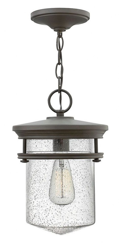 Hinkley Lighting-1622KZ-Hadley - One Light Outdoor Hanging Lantern in Traditional Transitional Coastal Style - 9.25 Inches Wide by 13.8 Inches High   Buckeye Bronze Finish with Clear Seedy Glass