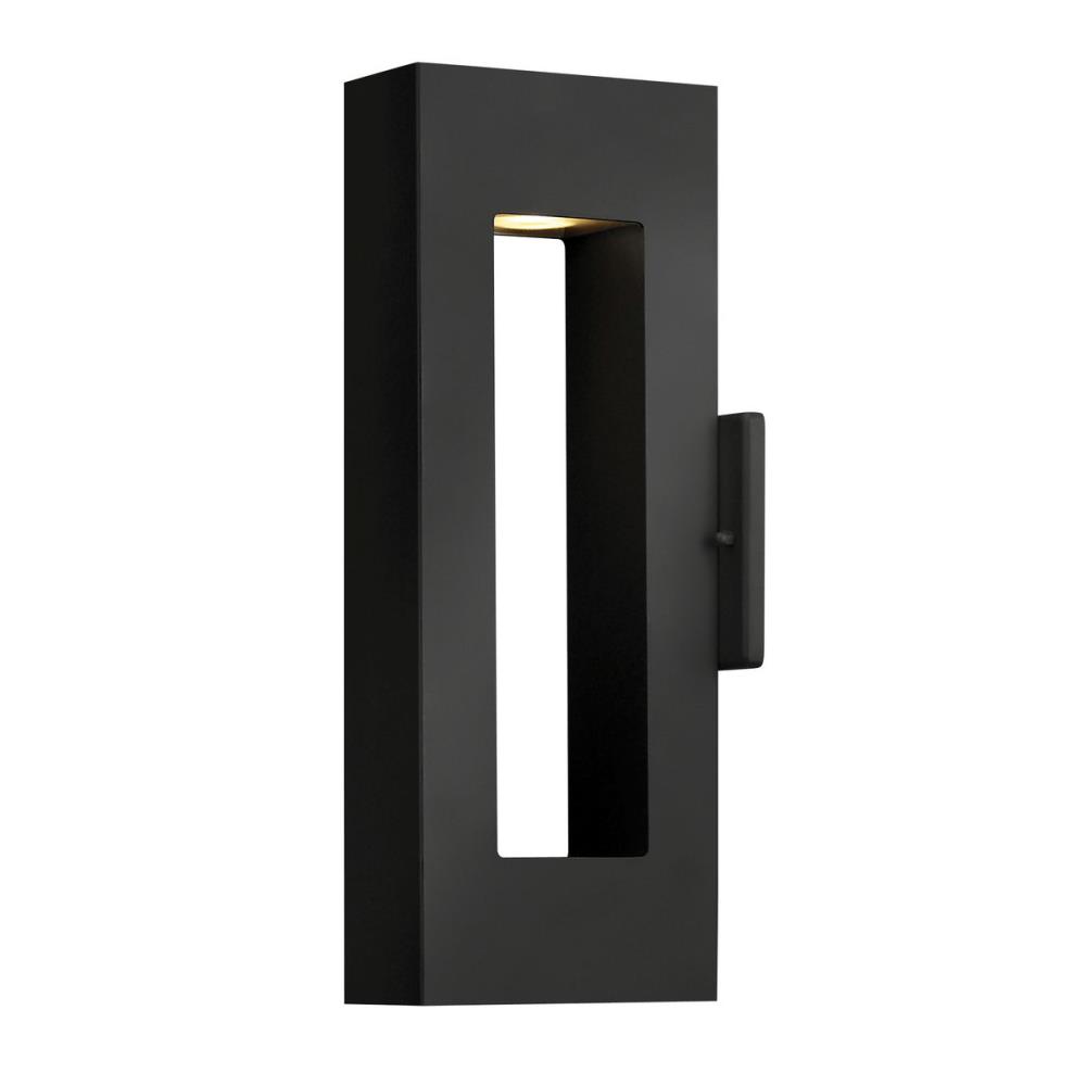 Hinkley Lighting-1640SK-LL-Atlantis - 6.5 Inch 2 Light Medium Outdoor Wall Lantern Satin Black MR16 Bi-Pin Bronze Finish with Etched Glass