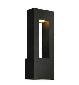 Hinkley Lighting-1648SK-LL-Atlantis - 2 Light Medium Outdoor Wall Lantern in Modern Style - 6 Inches Wide by 16 Inches High Satin Black GU10 Bronze Finish with Etched Glass