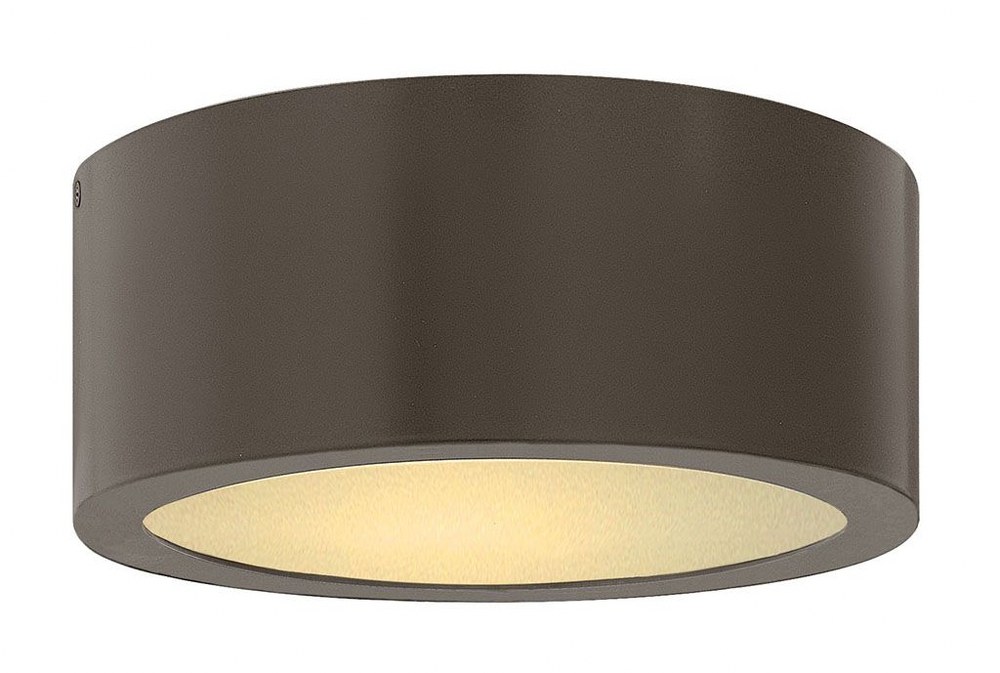 Hinkley Lighting-1665BZ-Luna - 8W LED Small Outdoor Flush Mount in Modern Style - 8 Inches Wide by 3.25 Inches High Bronze  Titanium Finish with Etched Glass