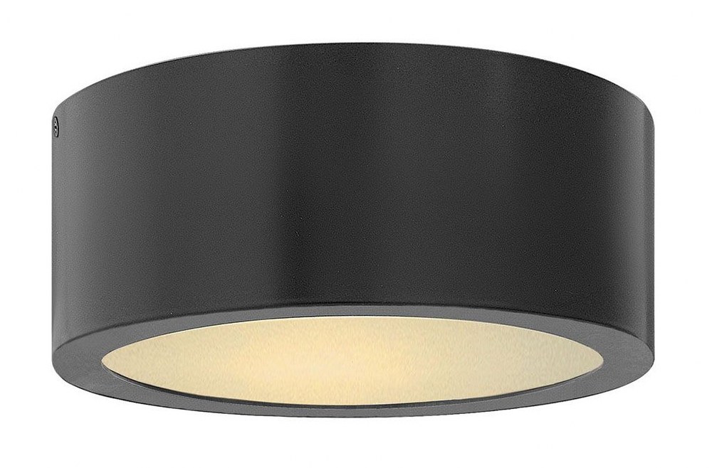 Hinkley Lighting-1665SK-Luna - 8W LED Small Outdoor Flush Mount in Modern Style - 8 Inches Wide by 3.25 Inches High Satin Black  Titanium Finish with Etched Glass