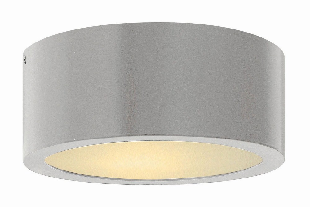 Hinkley Lighting-1665TT-Luna - 8W LED Small Outdoor Flush Mount in Modern Style - 8 Inches Wide by 3.25 Inches High Titanium  Titanium Finish with Etched Glass