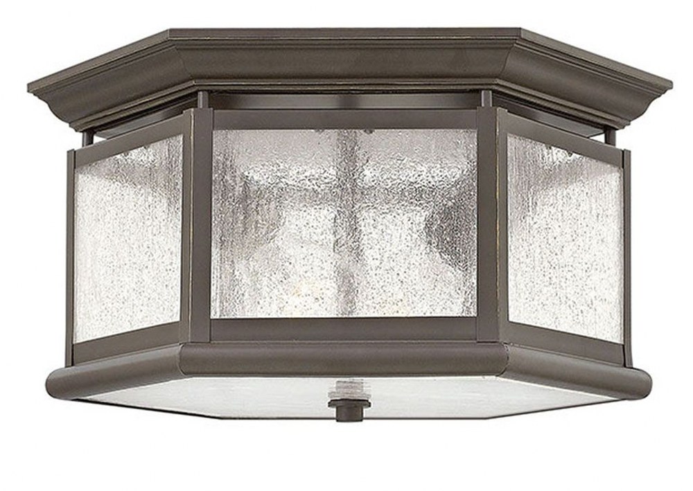 Hinkley Lighting-1683OZ-Edgewater - 2 Light Medium Outdoor Flush Mount in Traditional Style - 13 Inches Wide by 9 Inches High   Oil Rubbed Bronze Finish with Clear Seedy Glass