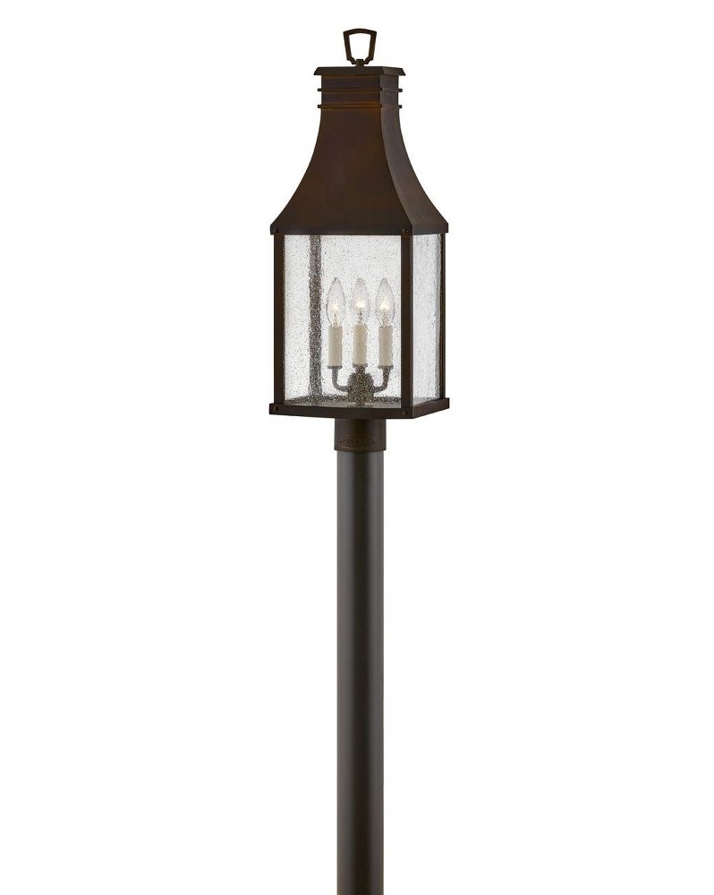 Hinkley Lighting-17461BLC-Beacon Hill - 3 Light Large Outdoor Post Top or Pier Mount Lantern   Blackened Copper Finish with Clear Seedy Glass