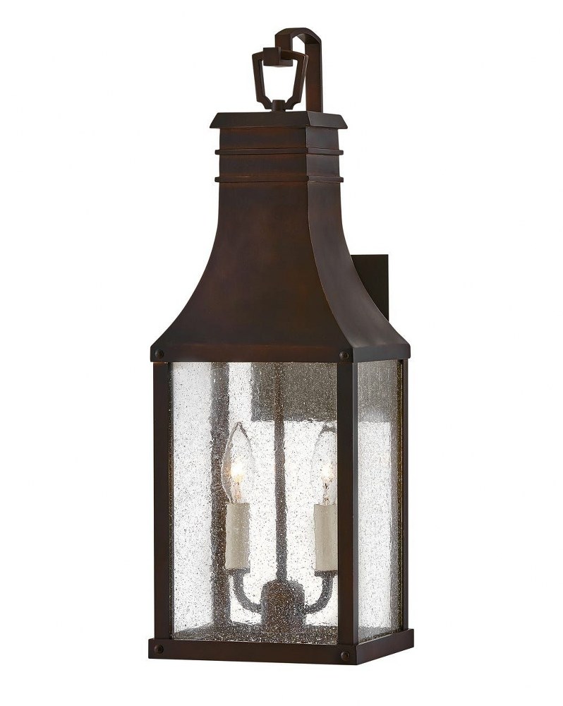 Hinkley Lighting-17464BLC-Beacon Hill - 2 Light Medium Outdoor Wall Mount Lantern   Blackened Copper Finish with Clear Seedy Glass