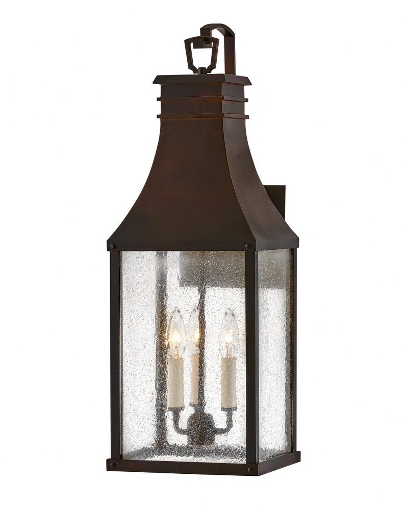 Hinkley Lighting-17465BLC-Beacon Hill - 3 Light Large Outdoor Wall Mount Lantern   Blackened Copper Finish with Clear Seedy Glass