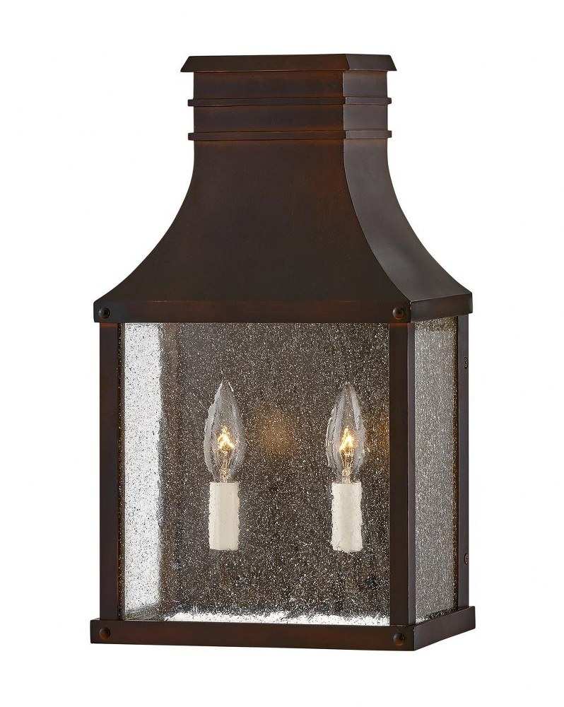 Hinkley Lighting-17466BLC-Beacon Hill - 2 Light Medium Outdoor Wall Mount Lantern   Blackened Copper Finish with Clear Seedy Glass