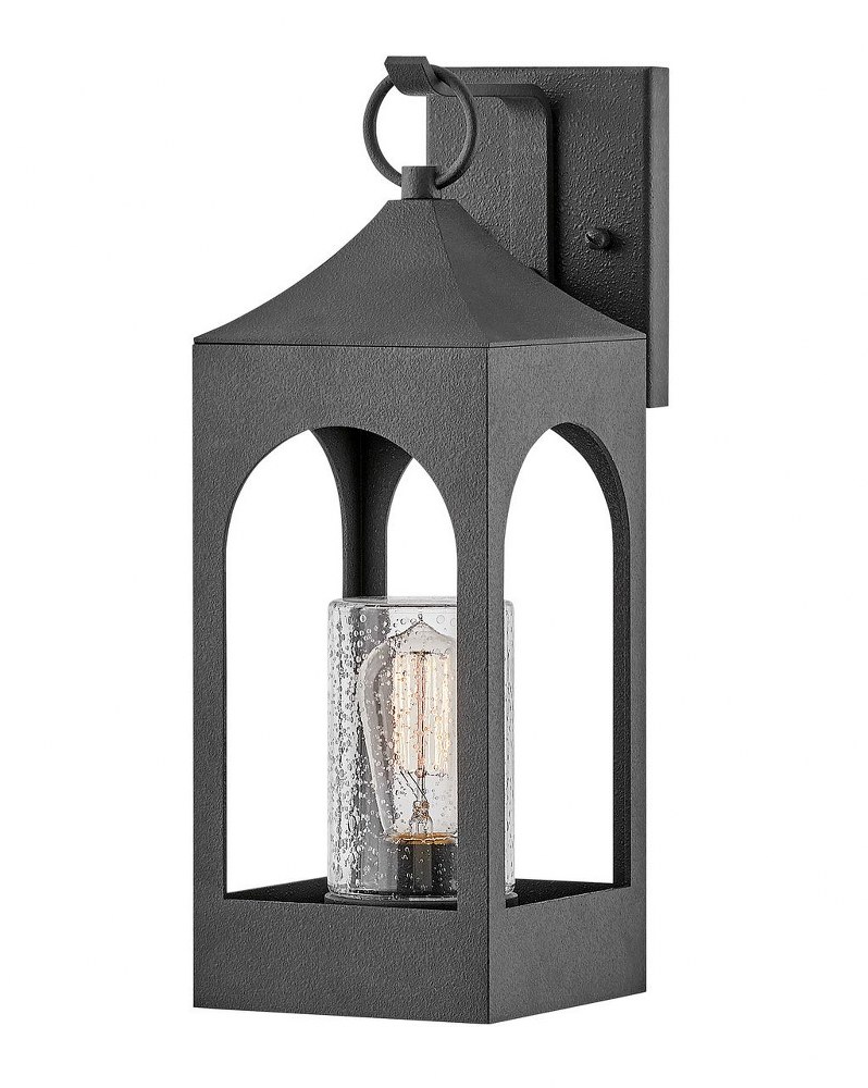 Hinkley Lighting-18080DSZ-Amina - 1 Light Small Outdoor Wall Mount Lantern   Distressed Zinc Finish with Clear Seedy Glass