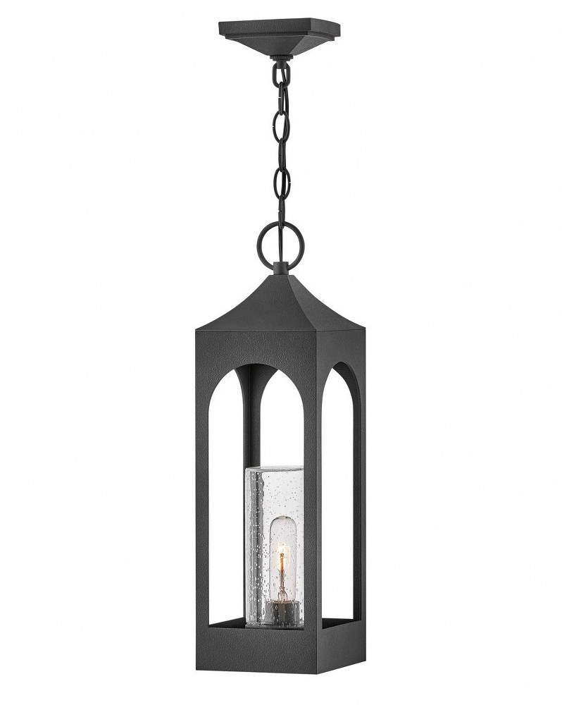 Hinkley Lighting-18082DSZ-Amina - 1 Light Medium Outdoor Hanging Lantern   Distressed Zinc Finish with Clear Seedy Glass