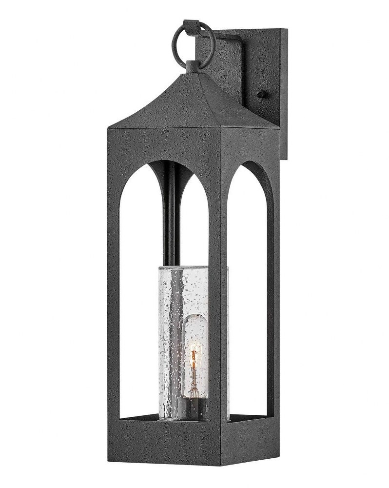 Hinkley Lighting-18084DSZ-Amina - 1 Light Medium Outdoor Wall Mount Lantern   Distressed Zinc Finish with Clear Seedy Glass