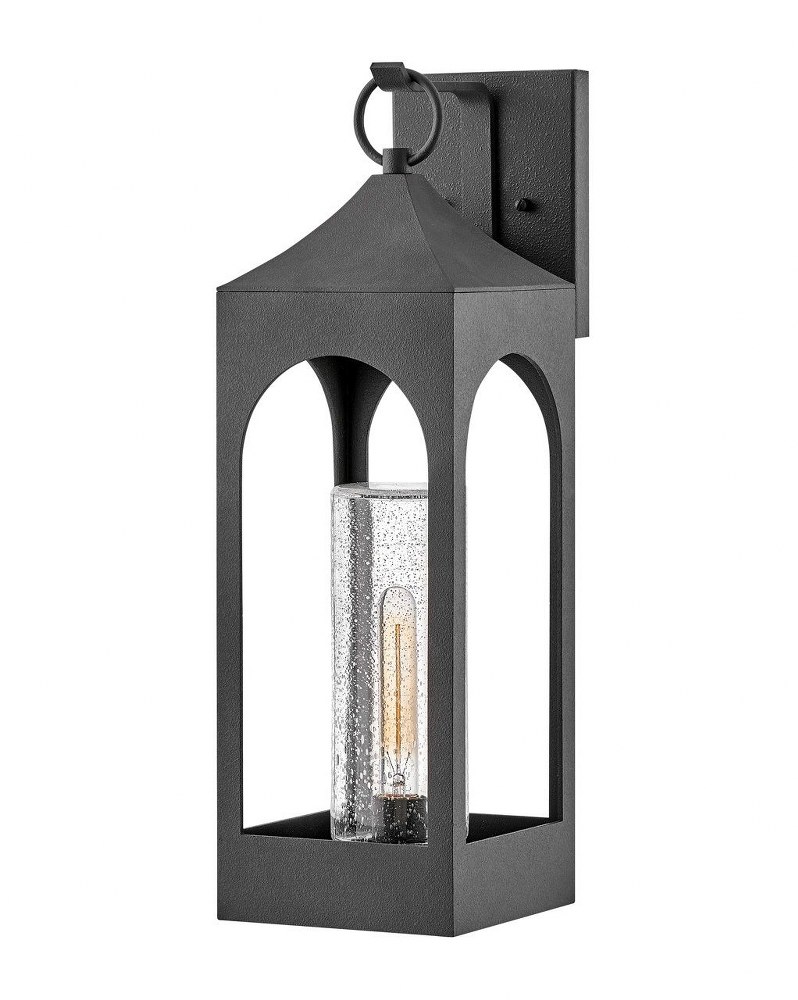 Hinkley Lighting-18085DSZ-Amina - 1 Light Large Outdoor Wall Mount Lantern   Distressed Zinc Finish with Clear Seedy Glass