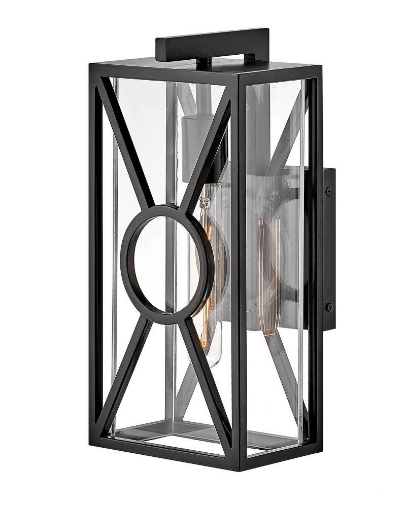 Hinkley Lighting-18370BK-Brixton - 1 Light Small Outdoor Wall Mount Lantern made with Coastal Elements for Coastal Environments Black  Black Finish with Clear Mitered Glass