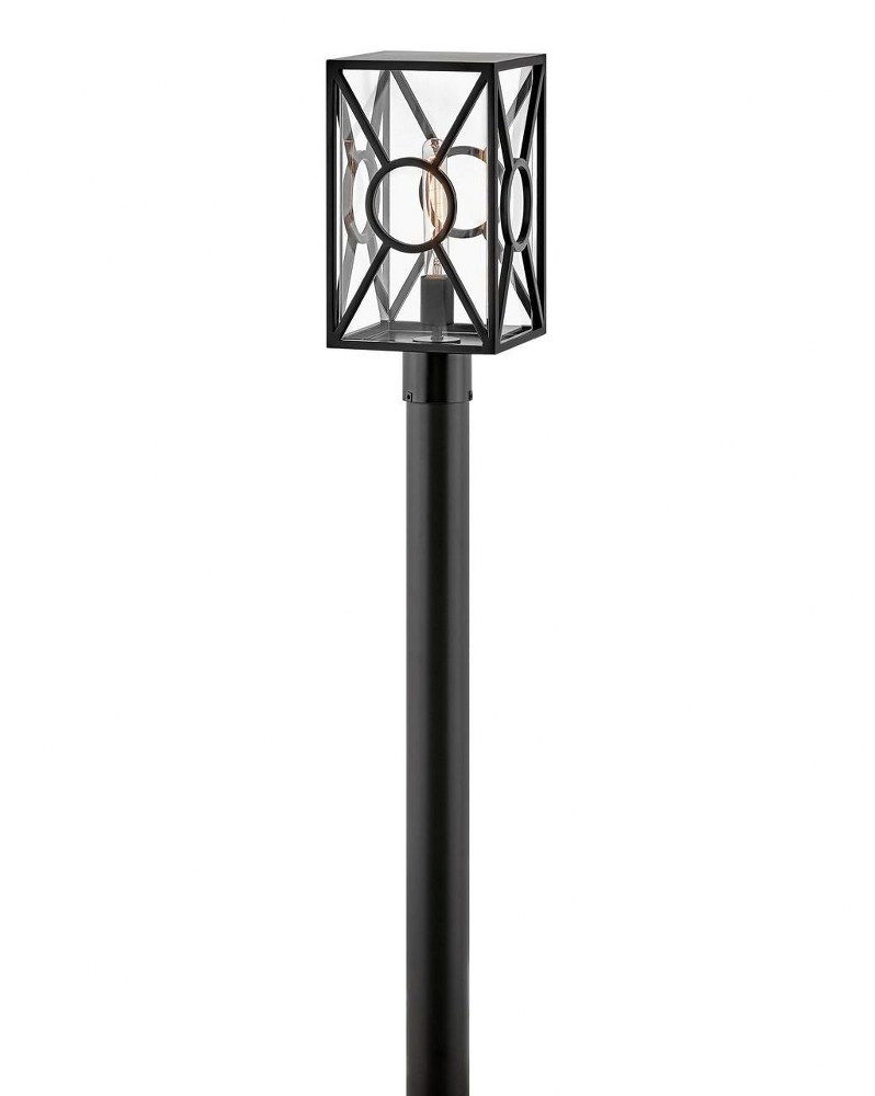 Hinkley Lighting-18371BK-Brixton - 1 Light Medium Outdoor Post Top or Pier Mount Lantern made with Coastal Elements for Coastal Environments Black  Black Finish with Clear Mitered Glass