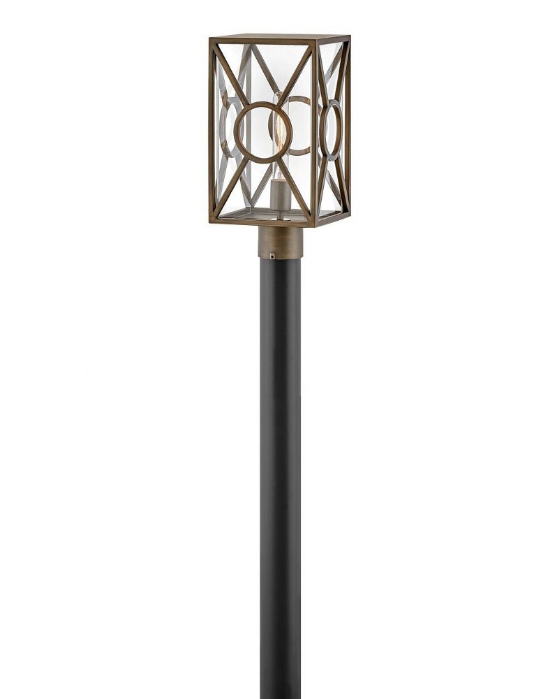 Hinkley Lighting-18371BU-Brixton - 1 Light Medium Outdoor Post Top or Pier Mount Lantern made with Coastal Elements for Coastal Environments Burnished Bronze  Black Finish with Clear Mitered Glass