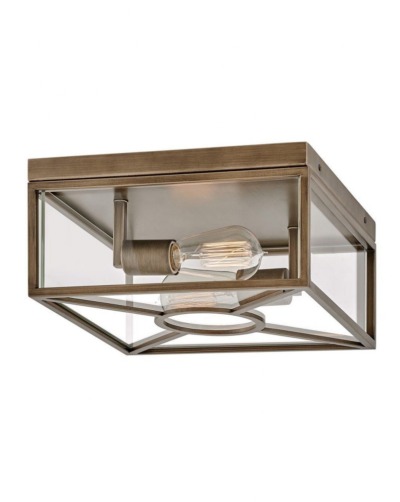 Hinkley Lighting-18373BU-Brixton - 2 Light Medium Outdoor Flush Mount made with Coastal Elements for Coastal Environments Burnished Bronze  Black Finish with Clear Mitered Glass