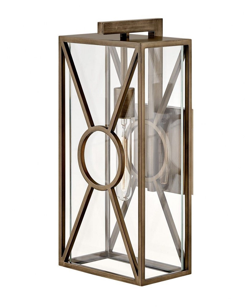 Hinkley Lighting-18374BU-Brixton - 1 Light Medium Outdoor Wall Mount Lantern made with Coastal Elements for Coastal Environments Burnished Bronze  Black Finish with Clear Mitered Glass