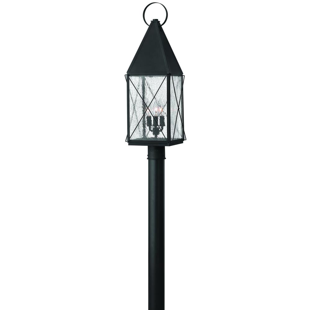 Hinkley Lighting-1841BK-York - Three Light Outdoor Post in Traditional Style - 9.5 Inches Wide by 28 Inches High   Black Finish with Clear Seedy Glass