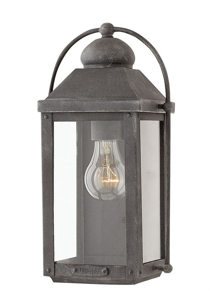 Hinkley Lighting-1850DZ-Anchorage - 1 Light Small Outdoor Wall Lantern in Traditional Style - 7 Inches Wide by 13 Inches High Aged Zinc Incandescent Light Oiled Bronze Finish with Clear Glass