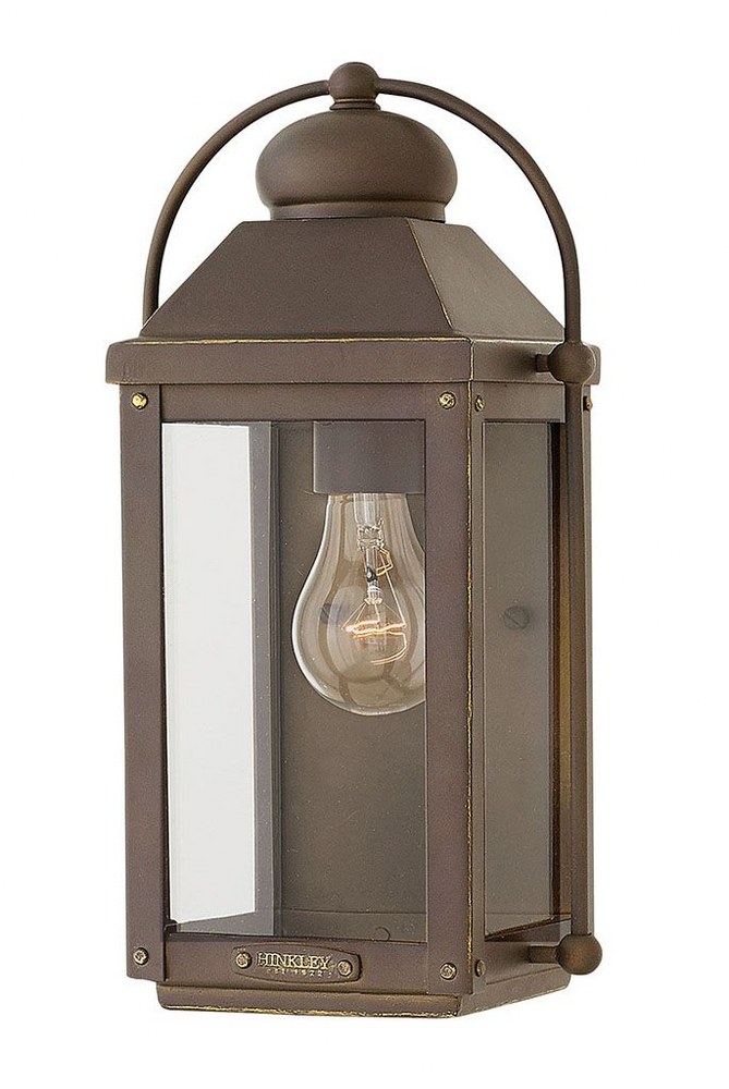 Hinkley Lighting-1850LZ-Anchorage - 1 Light Small Outdoor Wall Lantern in Traditional Style - 7 Inches Wide by 13 Inches High Light Oiled Bronze Incandescent Light Oiled Bronze Finish with Clear Glass