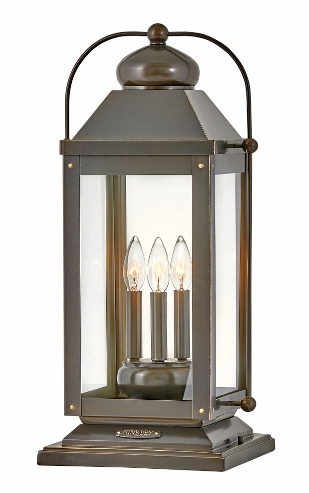 Hinkley Lighting-1857LZ-LL-Anchorage - 3 Light Large Outdoor Pier Mount Lantern in Traditional Style - 11 Inches Wide by 23.5 Inches High Light Oiled Bronze E12 Candelabra Aged Zinc Finish with Clear 