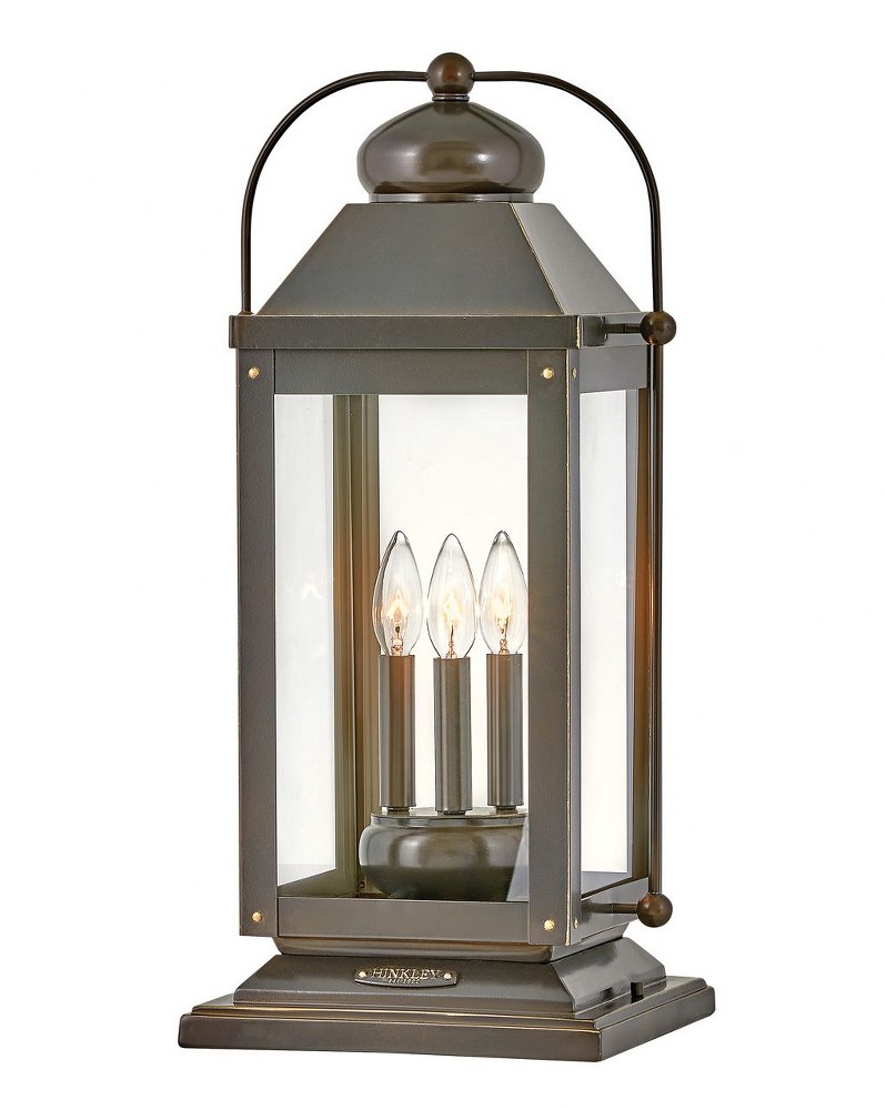 Hinkley Lighting-1857LZ-Anchorage - 3 Light Large Outdoor Pier Mount Lantern in Traditional Style - 11 Inches Wide by 23.5 Inches High Light Oiled Bronze E12 Candelabra Aged Zinc Finish with Clear See