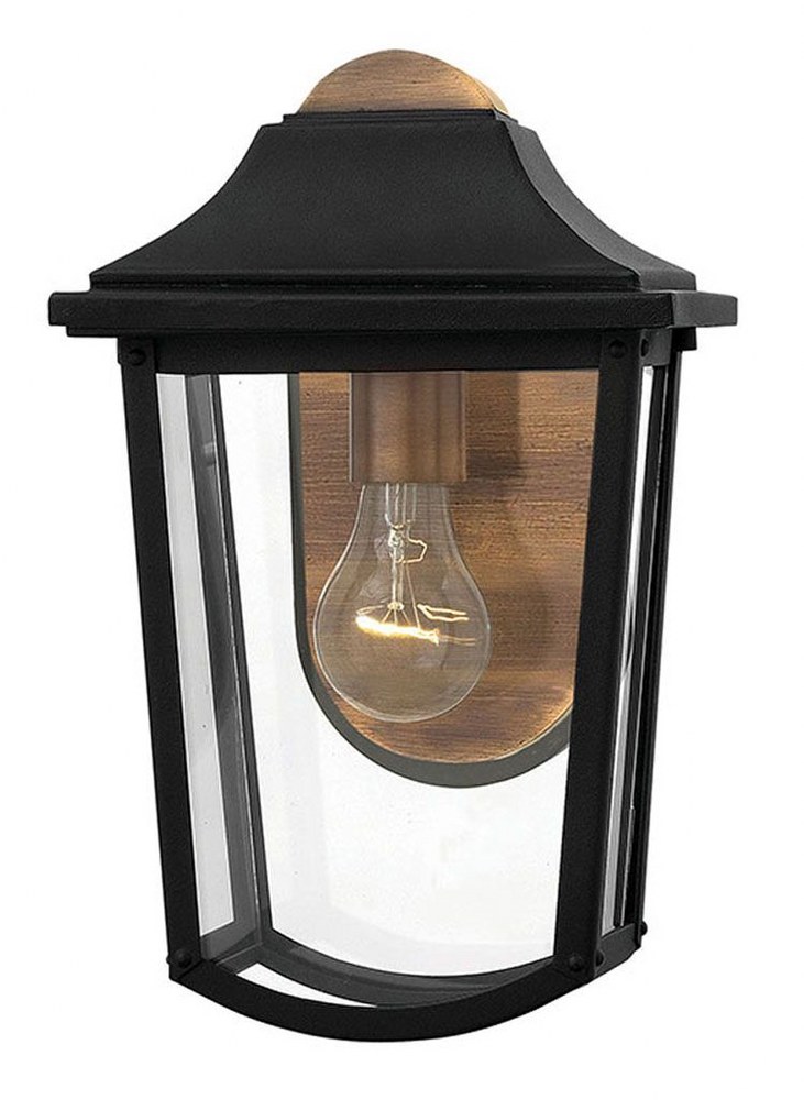 Hinkley Lighting-1970BK-Burton - One Light Outdoor Wall Mount in Traditional Style - 8 Inches Wide by 12.75 Inches High   Black Finish with Clear Beveled Glass
