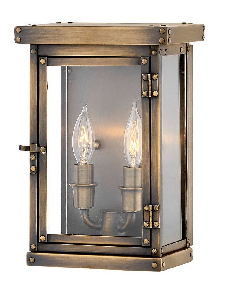 Hinkley Lighting-2000DS-Hamilton - Two Light Outdoor Small Wall Mount in Traditional Style - 7.25 Inches Wide by 10.5 Inches High   Dark Antique Brass Finish with Clear Glass