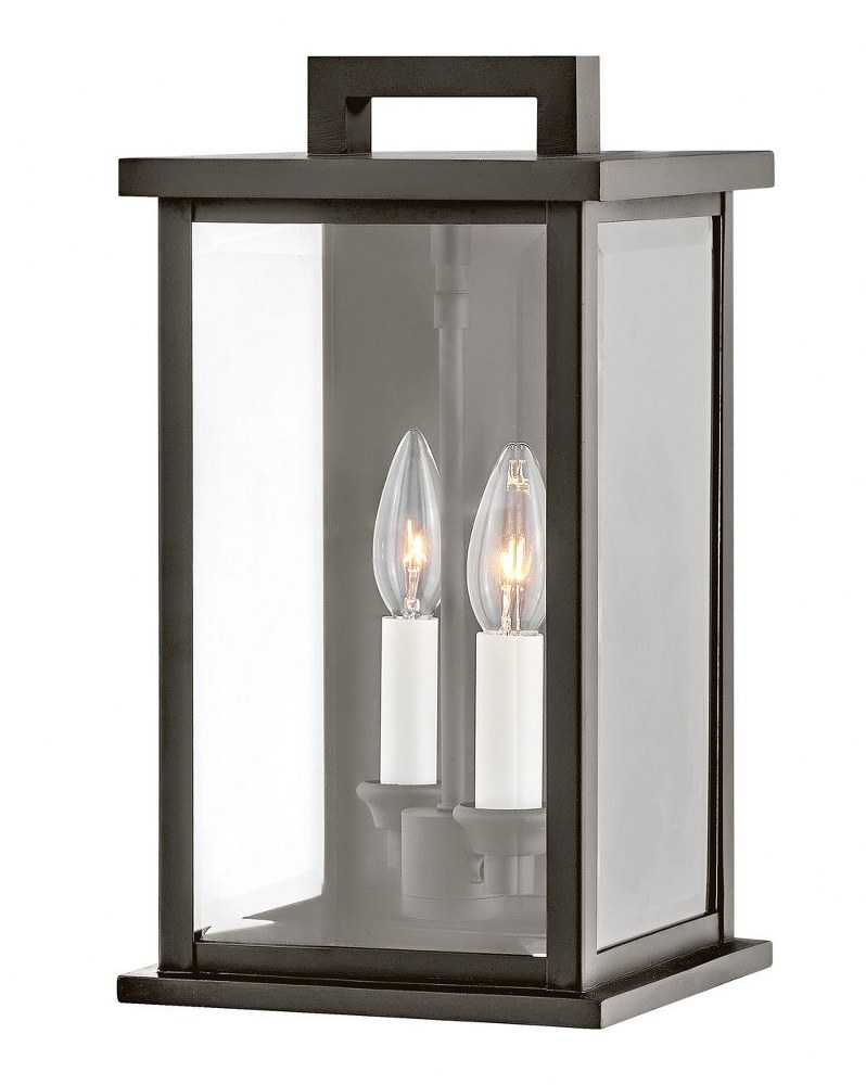 Hinkley Lighting-20010OZ-Weymouth - 2 Light Small Outdoor Wall Mount Lantern in Traditional Style - 7.75 Inches Wide by 14.25 Inches High Oil Rubbed Bronze  Black Finish with Clear Beveled Glass