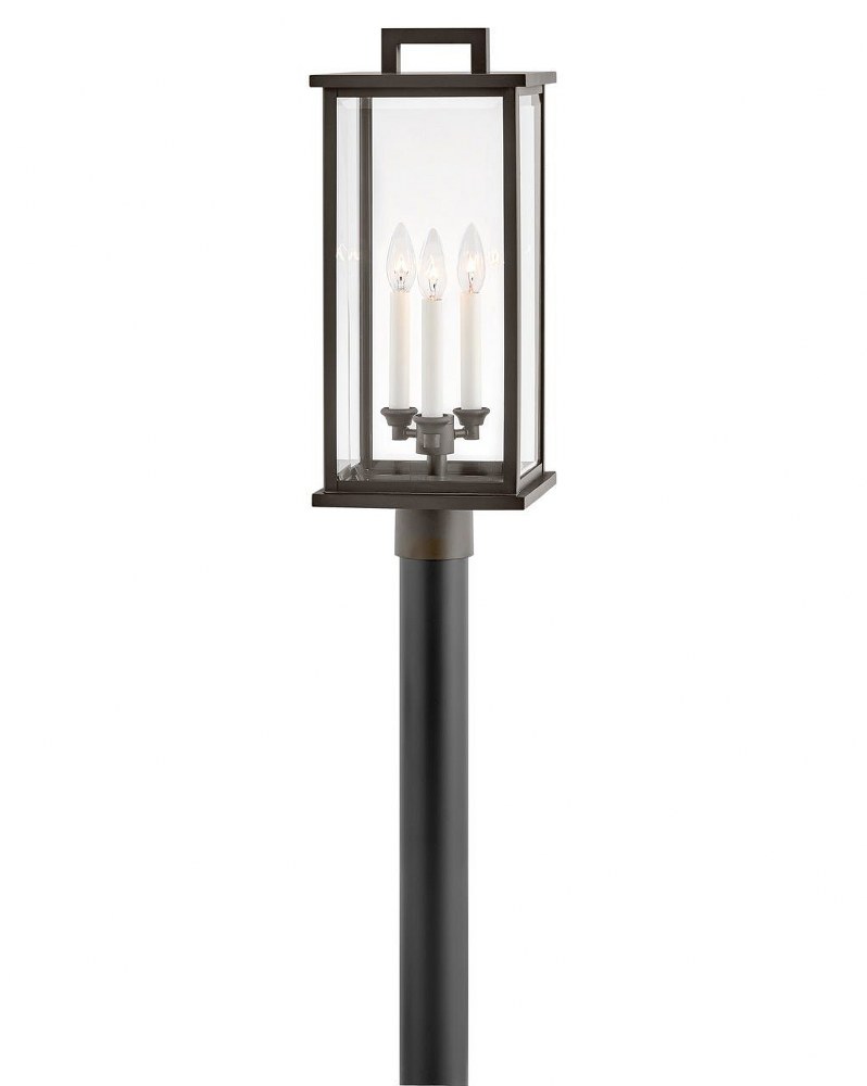 Hinkley Lighting-20011OZ-Weymouth - 3 Light Large Outdoor Post Top or Pier Mount Lantern in Traditional Style - 9 Inches Wide by 22.25 Inches High Oil Rubbed Bronze  Black Finish with Clear Beveled Gl