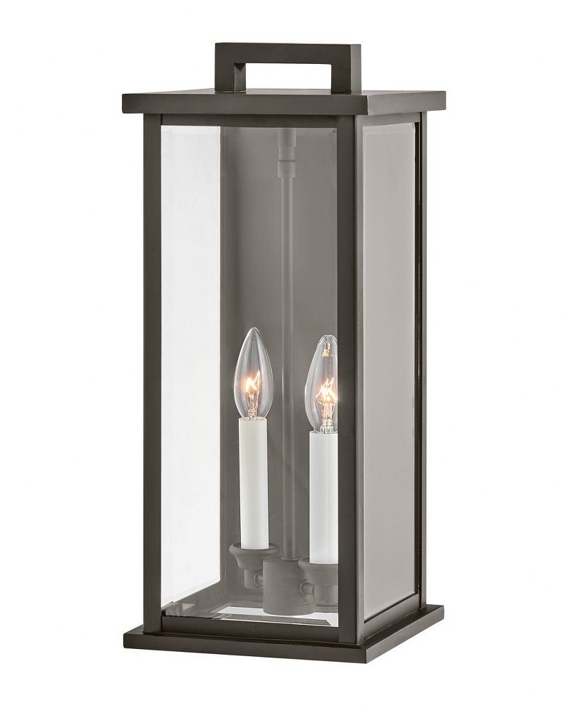 Hinkley Lighting-20014OZ-Weymouth - 2 Light Medium Outdoor Wall Mount Lantern in Traditional Style - 7.75 Inches Wide by 18.25 Inches High Oil Rubbed Bronze  Black Finish with Clear Beveled Glass