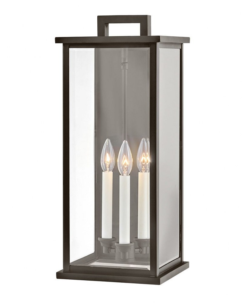 Hinkley Lighting-20015OZ-Weymouth - 3 Light Large Outdoor Wall Mount Lantern in Traditional Style - 9 Inches Wide by 22 Inches High Oil Rubbed Bronze  Black Finish with Clear Beveled Glass