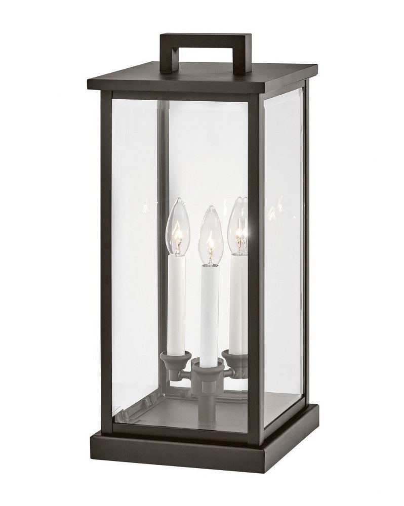 Hinkley Lighting-20017OZ-Weymouth - 3 Light Large Outdoor Pier Mount Lantern Oil Rubbed Bronze Incandescent Black Finish with Clear Beveled Glass