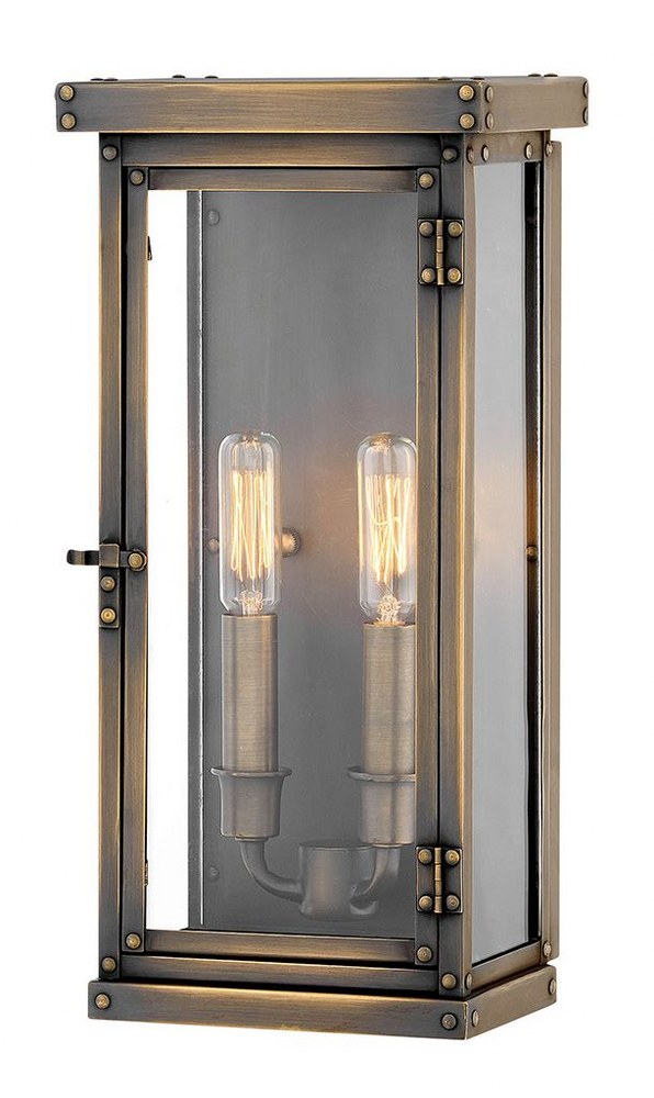 Hinkley Lighting-2004DS-Hamilton - Two Light Outdoor Medium Wall Mount in Traditional Style - 7.25 Inches Wide by 14.25 Inches High   Dark Antique Brass Finish with Clear Glass