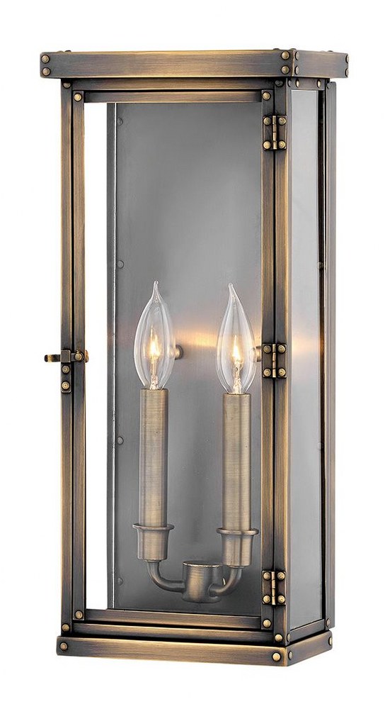 Hinkley Lighting-2005DS-Hamilton - Two Light Outdoor Large Wall Mount in Traditional Style - 8.5 Inches Wide by 18.25 Inches High   Dark Antique Brass Finish with Clear Glass