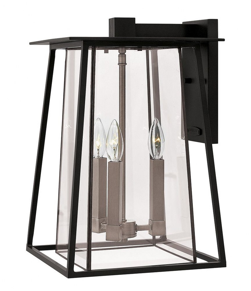 Hinkley Lighting-2105BK-Walker - Large Outdoor Wall Lantern Aluminum Approved for Wet Locations - Transitional Craftsman Style - 11.5 Inch Wide by 17.5 Inch High Incandescent  Black Finish