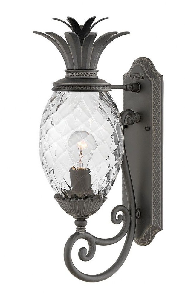 Hinkley Lighting-2120MB-Plantation - 1 Light Small Outdoor Wall Lantern in Traditional Glam Style - 8 Inches Wide by 22 Inches High Incandescent  Museum Black Finish with Clear Optic Glass