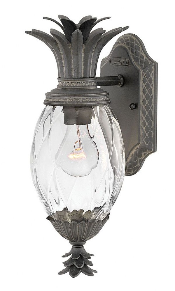 Hinkley Lighting-2126MB-Plantation - 1 Light Extra Small Outdoor Wall Lantern in Traditional Glam Style - 6 Inches Wide by 14 Inches High Incandescent  Museum Black Finish with Clear Optic Glass