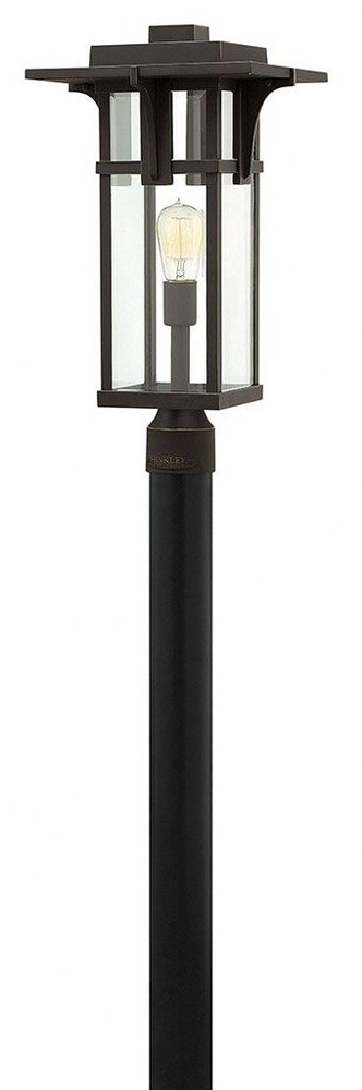 Hinkley Lighting-2321OZ-Manhattan - 1 Light Large Outdoor Post Top or Pier Mount Lantern in Craftsman Style - 11.25 Inches Wide by 21.5 Inches High   Oil Rubbed Bronze Finish with Clear Beveled Glass